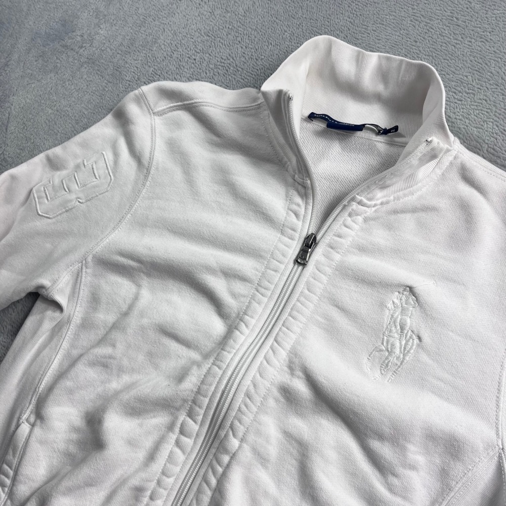 Ralph Lauren Sport Womens White Full‎ Zip Big Pony Sweatshirt Mock Neck Size M